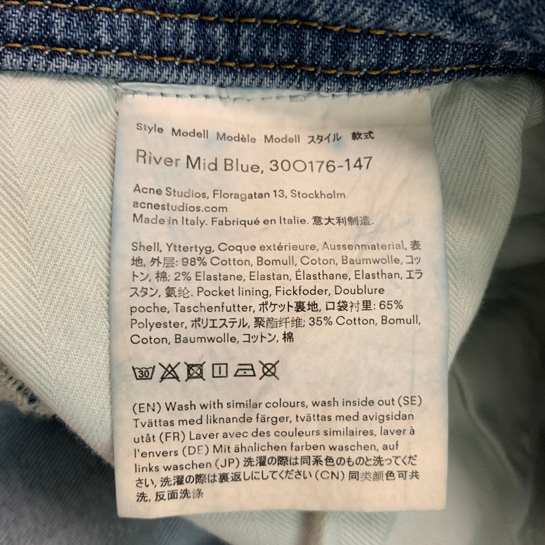 ACNE STUDIOS Size 34 Blue Washed Cotton Slim Jeans