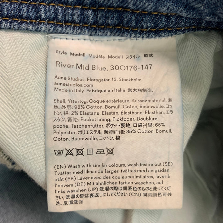 ACNE STUDIOS Size 34 Blue Washed Cotton Slim Jeans