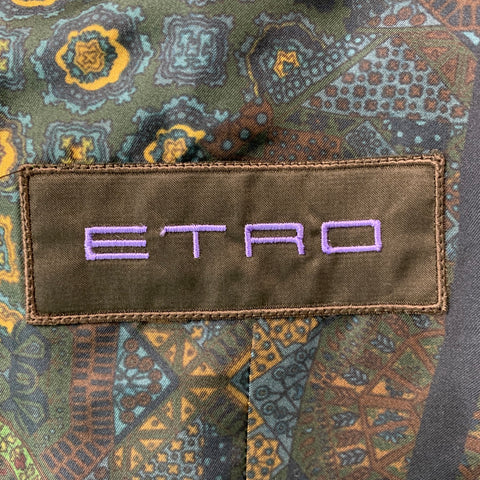 ETRO Size 40 Olive Quilted Cotton Blend Buttoned Vest