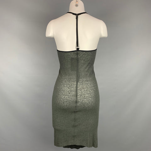ALESSANDRO Size 4 Charcoal Ribbed Cotton / Linen Dress