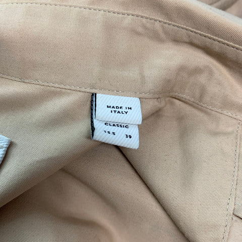 BURBERRY Size S Tan Cotton Half Zip Long Sleeve Shirt