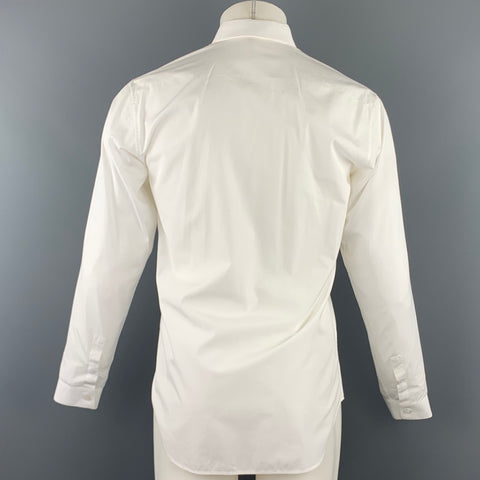 DIOR HOMME Size S White Solid Cotton Button Up Long Sleeve Shirt
