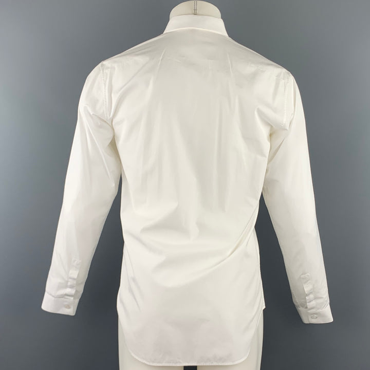 DIOR HOMME Talla S Camisa blanca de manga larga con botones de algodón liso