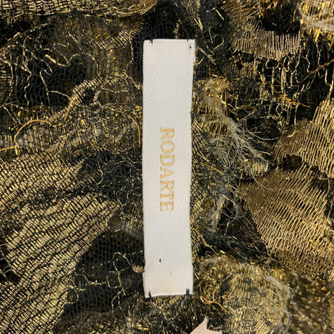 RODARTE Size 8 Gold Black Polyamide Blend 3/4 Sleeves Dress Top