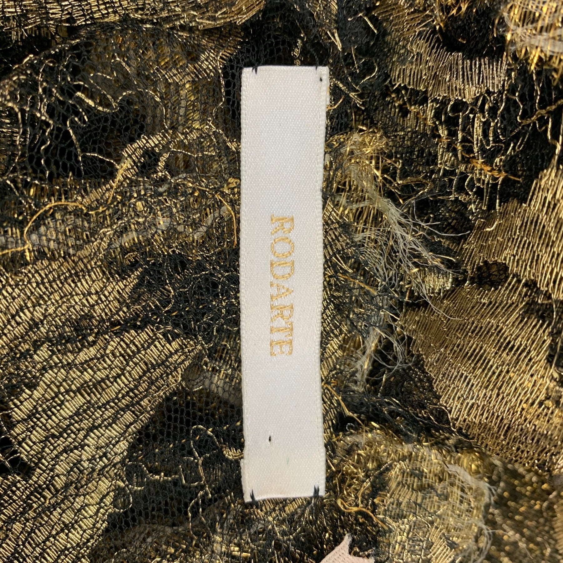RODARTE Size 8 Gold Black Polyamide Blend 3/4 Sleeves Dress Top Sui Generis Designer Consignment RODARTE Size 8 Gold Black Polyamide Blend 3/4 Sleeves Dress Top Sui Generis Designer Consignment