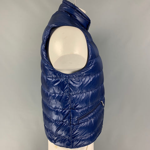 MONCLER Size L Blue Quilted Nylon Lightweight Vest