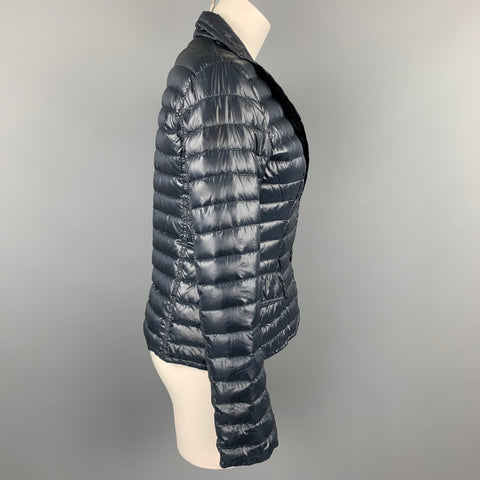HERNO Taille 6 Veste matelassée en duvet d'oie bleu marine à revers cranté