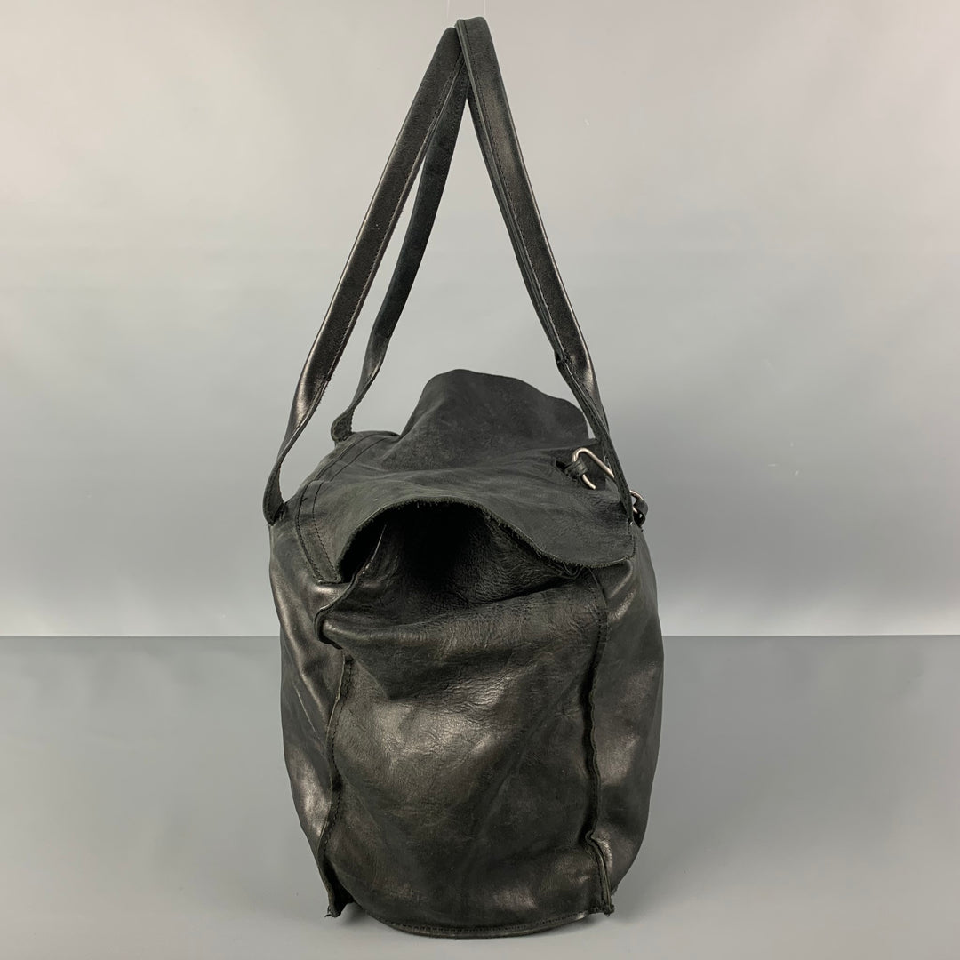 TAGLIOVIVO Black Distressed Horsehide Leather Doctor Handbag