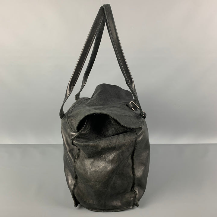 TAGLIOVIVO Black Distressed Horsehide Leather Doctor Handbag