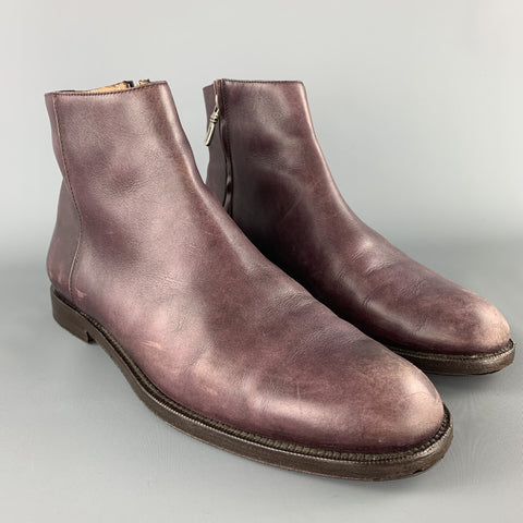 JIMMY CHOO Talla 9.5 Botines con cremallera lateral de cuero morado ciruela