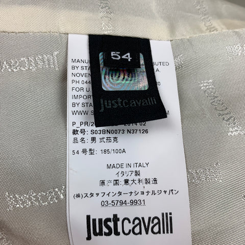 JUST CAVALLI Size 44 Black Jacquard Wool / Polyamide Peak Lapel Sport Coat