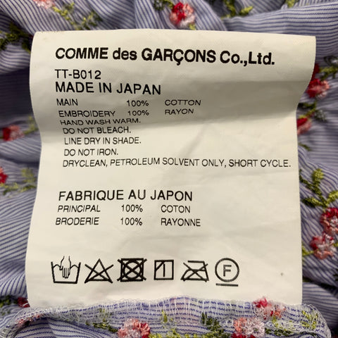 COMME des GARCONS Size M Blue White Cotton Stripe Long Sleeve Casual Top