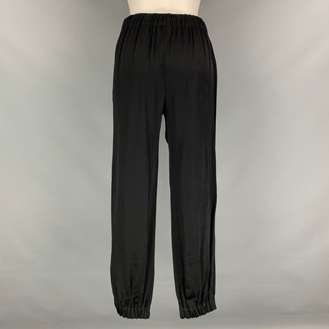 LANVIN Size 4 Black Viscose Acetate Drawstring Casual Pants