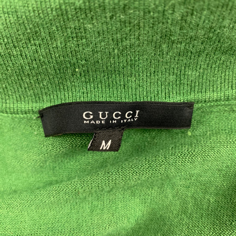 GUCCI Size M Green Cashmere Silk Polo