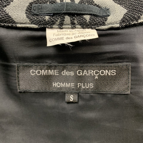 COMME des GARCONS HOMME PLUS Size S Grey & Black Jacquard Polyester / Cotton Coat