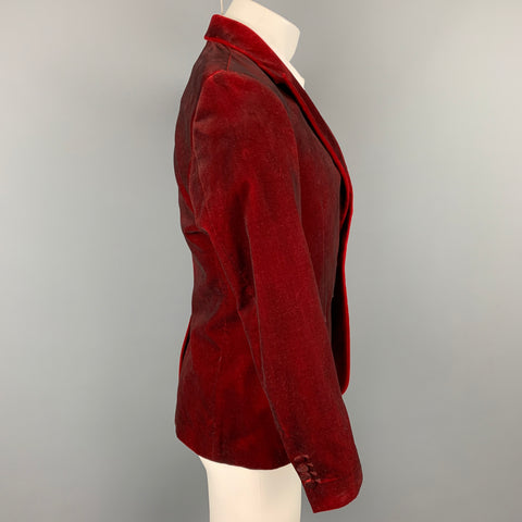 GOLDEN GOOSE Size S Red & Burgundy Ombre Cotton Notch Lapel Sport Coat