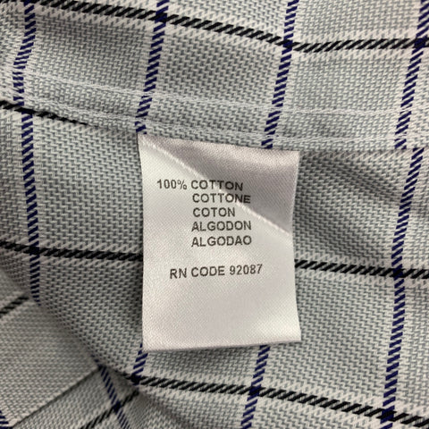 SAKS FIFTH AVENUE Size XL Blue Plaid Cotton Button Down Long Sleeve Shirt