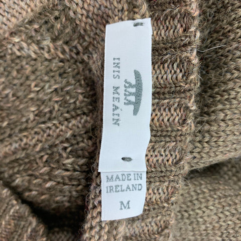 INIS MEAIN Size M Olive Knit Alpaca Silk V-Neck Pullover