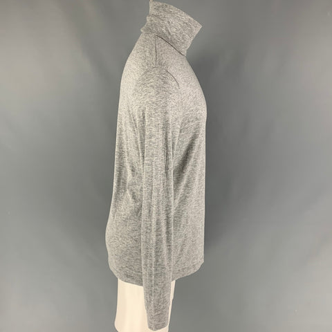 THEORY Size M Grey Heather Cotton Cashmere Turtleneck Pullover