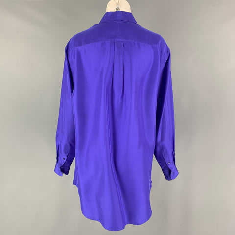 RALPH LAUREN Black Label Size 8 Purple Silk Button Up Shirt