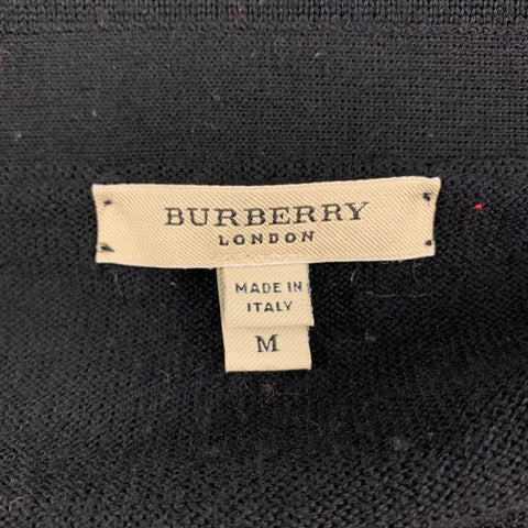 BURBERRY LONDON Size M Black Knit Extra Fine Merino Wool / Viscose Cardigan