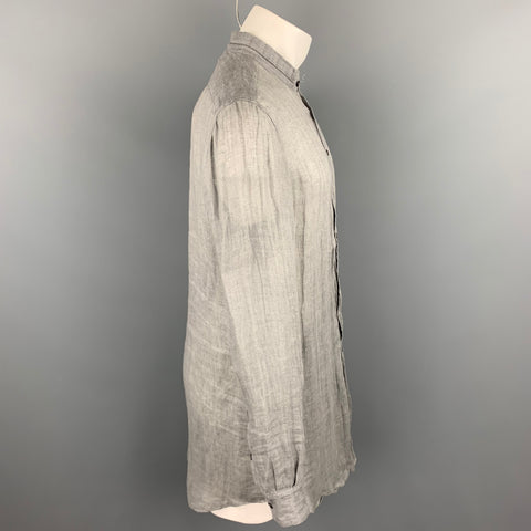 FORME 3’3204322896 Size S Gray Linen Nehru Collar Long Sleeve Shirt