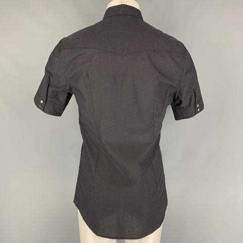 DOLCE & GABBANA Siclia Size M Black White Dots Cotton Short Sleeve Shirt