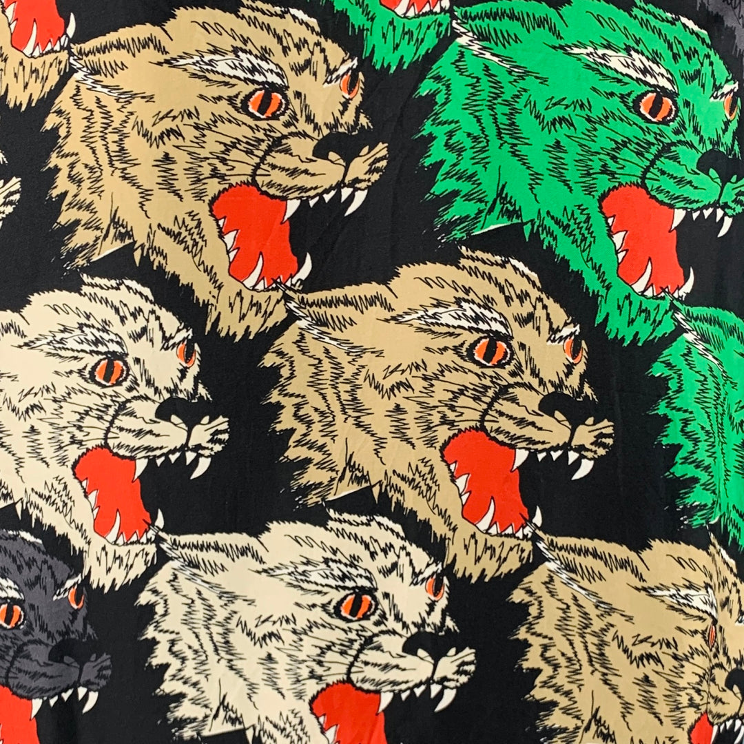 Camisa de manga corta Campamento de seda con estampado multicolor talla XXL de GUCCI