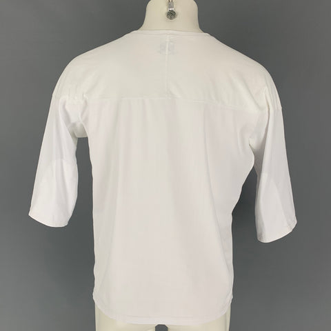 SASQUATCHfabrix Talla M Camiseta blanca de mezcla de algodón y malla con cuello redondo