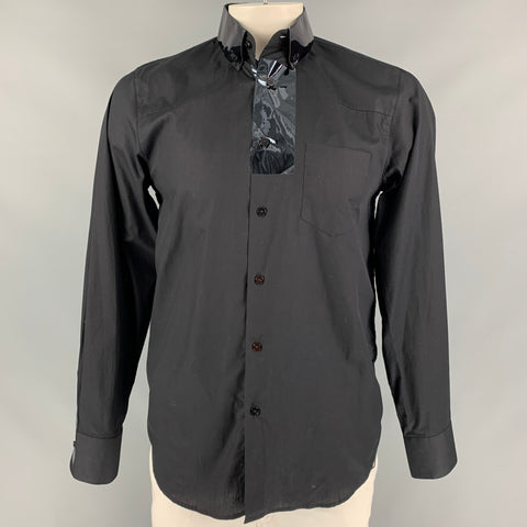 FIFTH AVENUE SHOE REPAIR Size L Black Cotton Button Up Long Sleeve Shirt