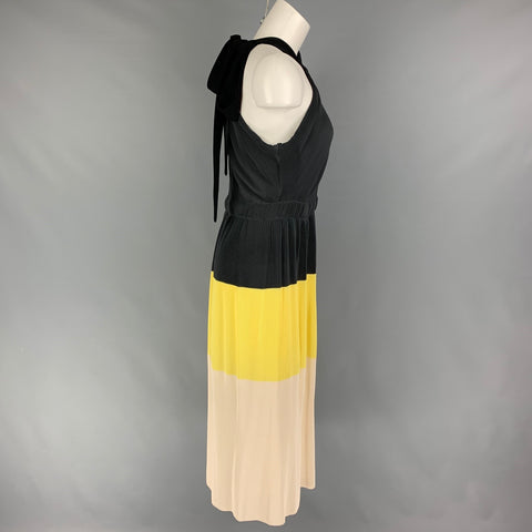 DEREK LAM Size 8 Multi-Color Polyester Pleated One Shoulder Dress
