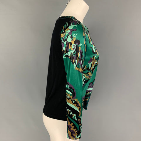 EMILIO PUCCI Size 4 Green Multi-Color Silk Abstract Dress Top