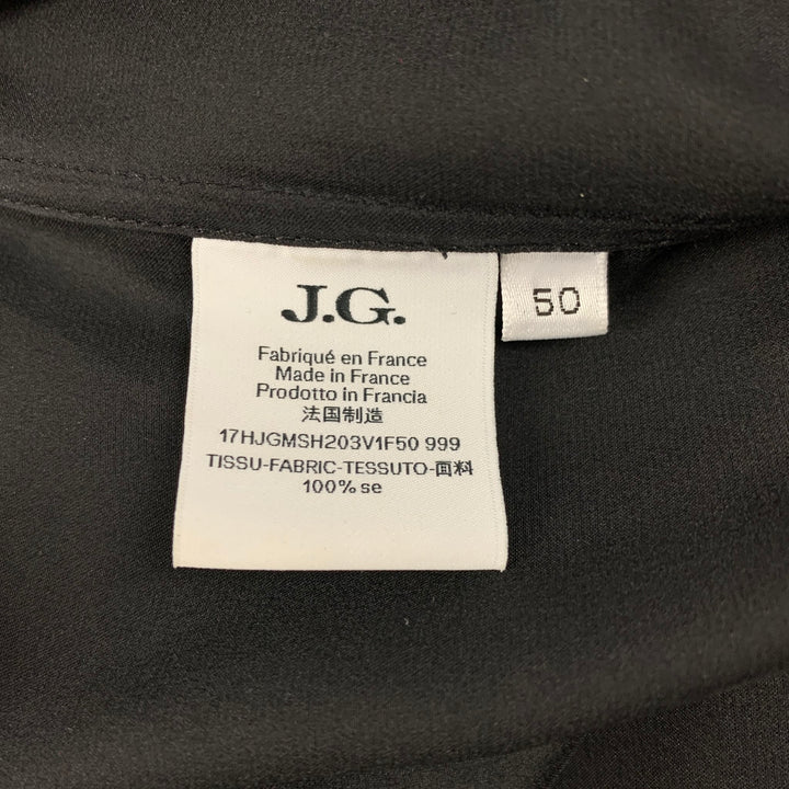 JOHN GALLIANO Size M Black Ruffled Silk Button Up Long Sleeve Shirt