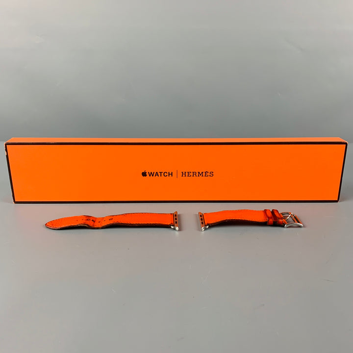 HERMES Orange Leather Smart Watch Band