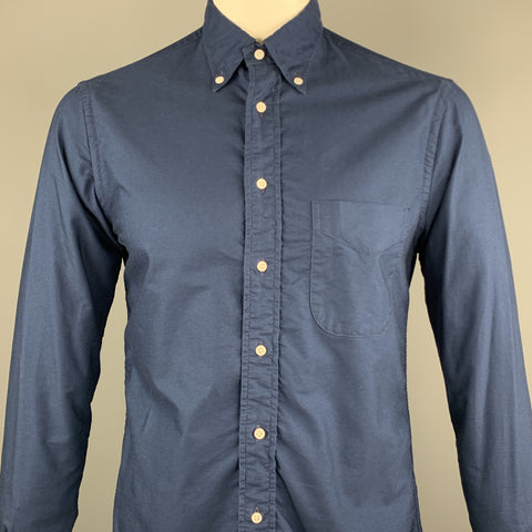 GITMAN VINTAGE Talla M Camisa de manga larga con botones de algodón azul marino