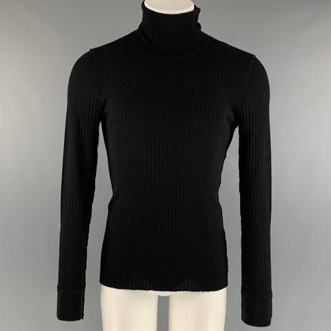 DOLCE & GABBANA Size S Black Ribbed Wool Turtleneck Pullover