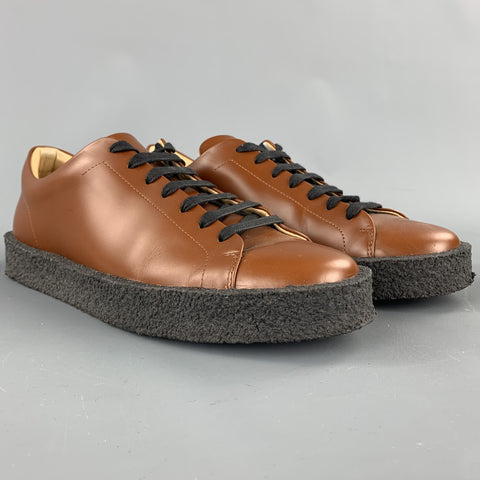 JIL SANDER Size 10 Whiskey Brown Leather Rubber Sole Lace Up Shoes