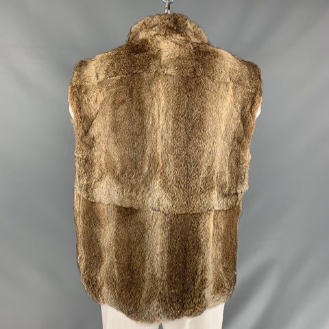 JUICY COUTURE Size L Brown Reversible Leather Zip Up & Snaps Vest