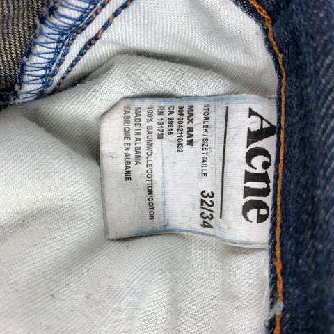 ACNE Taille 32 Jean bleu foncé en coton vieilli avec braguette zippée