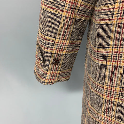 MARC JACOBS Size 38 Tan Plaid Wool Buttoned Coat