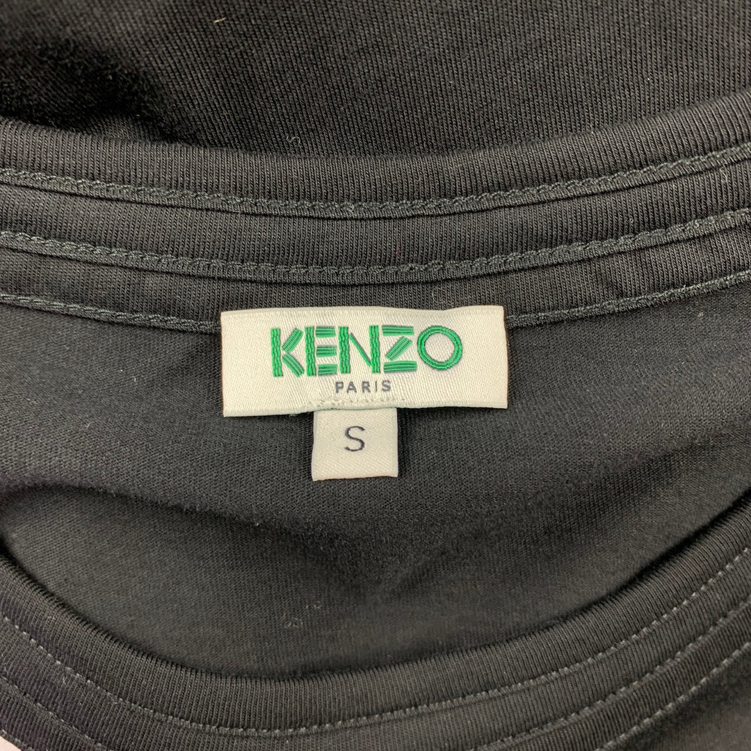 KENZO Size S Black Floral Cotton Short Sleeve T-shirt