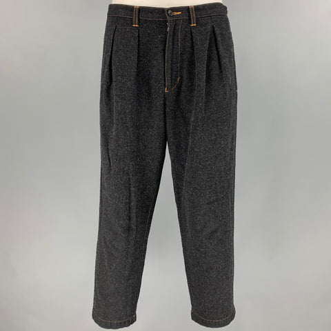 COMME des GARCONS Pantalon décontracté à coutures contrastées en laine de coton gris anthracite taille M