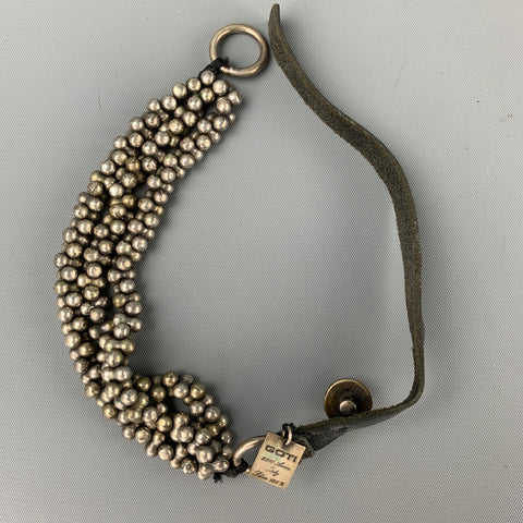 GOTI Black Leather Sterling Silver Bracelet
