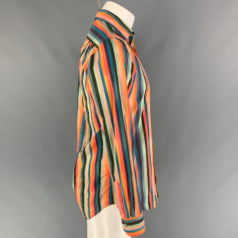 PAUL SMITH Camisa de manga larga de algodón a rayas multicolor talla M