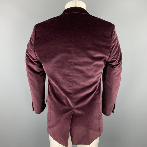 VERSACE COLLECTION Size 36 Burgundy Velvet Peak Lapel Sport Coat