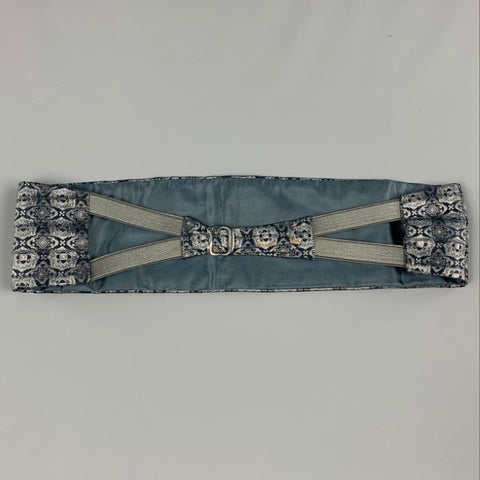 Vintage GIANNI VERSACE Navy Silver Baroque Silk Cummerbund