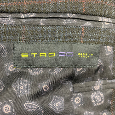ETRO Size 40 Black Blue Brown Plaid Wool Sport Coat