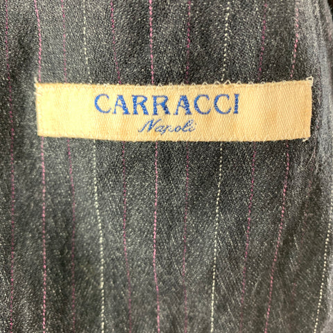 CARRACCI Chest Size 34 Grey Purple Pinstripe Single breasted Sport Coat