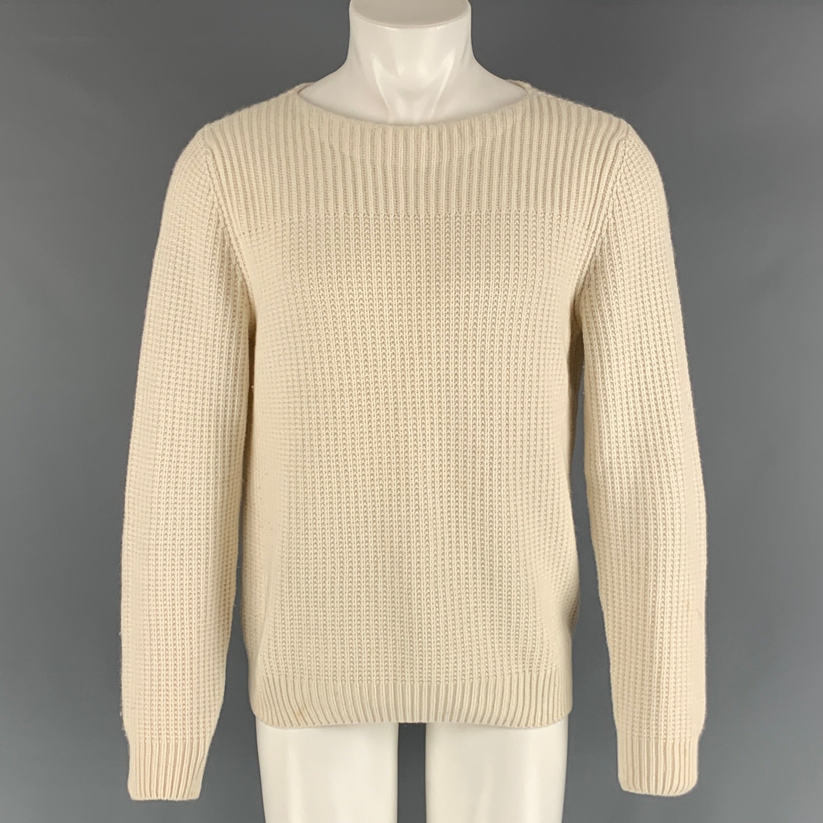 トップス HERMES Cotton Silk Cable Knit HERMES] Hermes Cable knit sweater Wool White Cable Knit