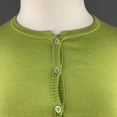 VALENTINO Size L Lime Green Wool Blend Cropped Cardigan